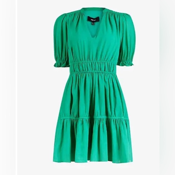 ME+EM Pleated V-Neck Cotton Mini Dress 4 - Picture 1 of 14